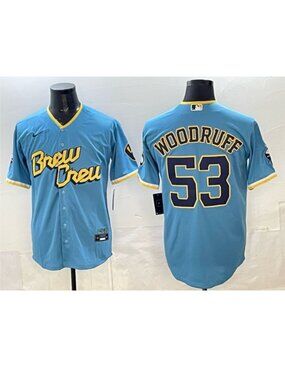 Brandon Woodruff Blue Stitched Jersey